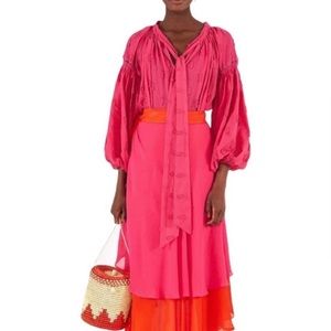 Farm Rio Pink Embroidered Pineapple Top Size XS